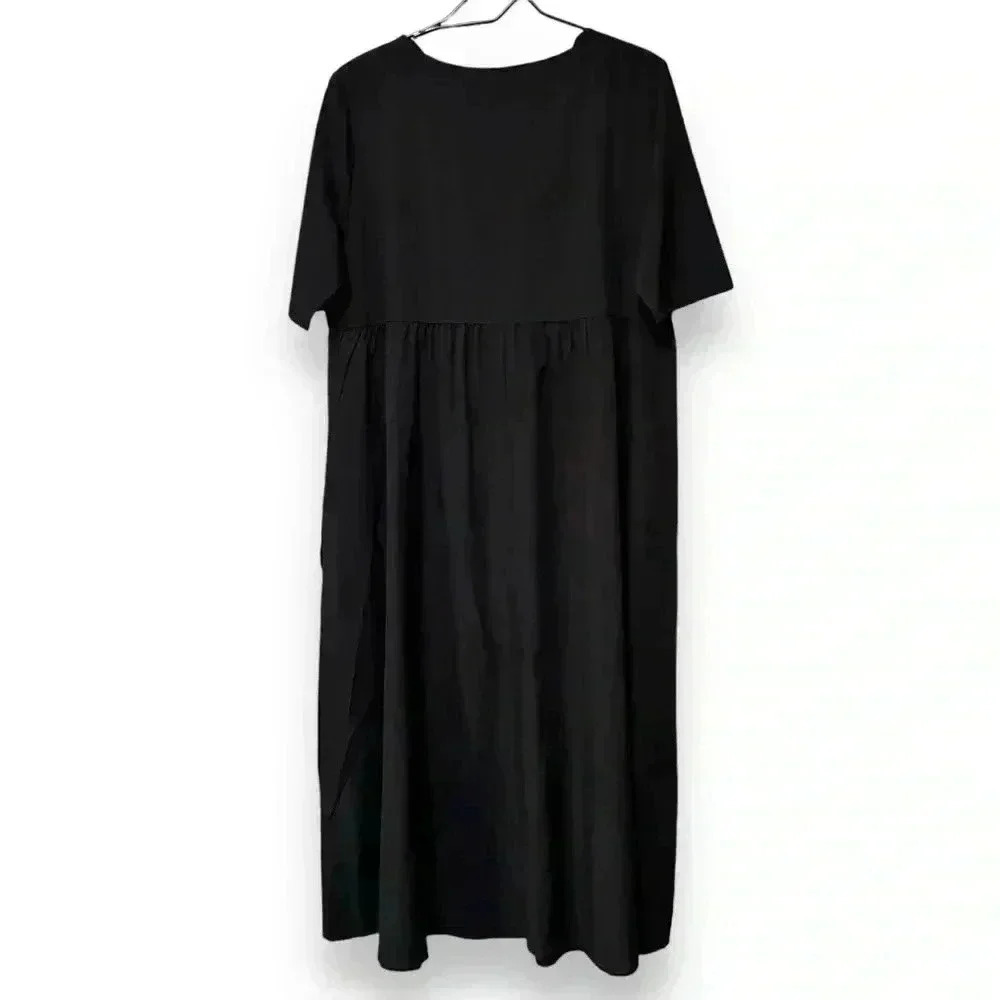 Made With Love NWT Midi/Maxi Large Black Scalloped V-neck Empire Waist Dress - Picture 4 of 16